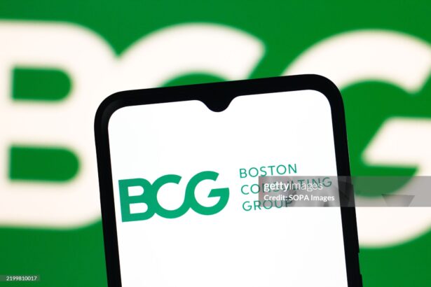 CANADA - 2025/02/18: In this photo illustration, the BCG (Boston Consulting Group) logo is seen displayed on a smartphone screen. (Photo Illustration by Thomas Fuller/SOPA Images/LightRocket via Getty Images)